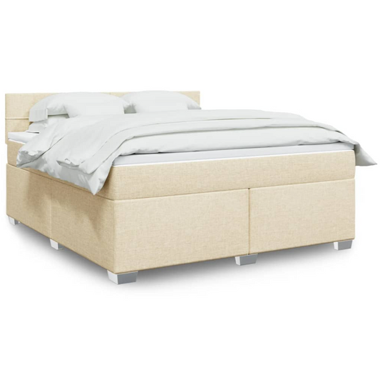 Lit Boxspring avec matelas en tissu crème 180x200 cm