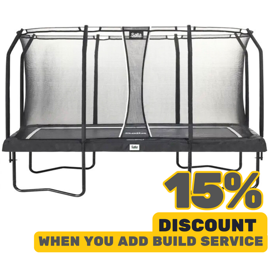 13ft x 8ft Salta Black Rectangular Premium Trampoline with Enclosure