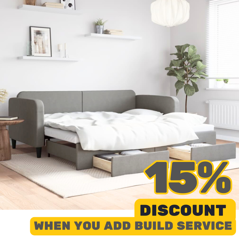 Dark Grey Day Bed 90 x 190cm Fabric