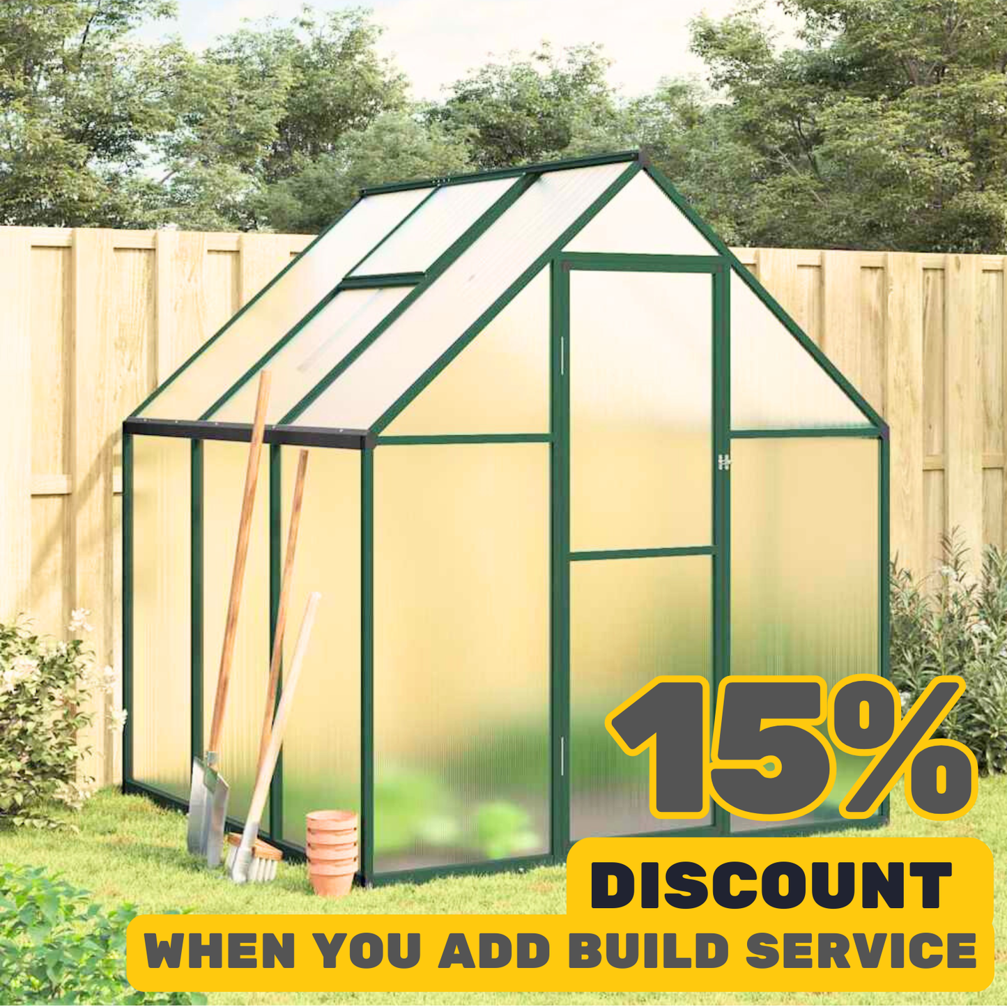 Green Greenhouse With Base Frame Aluminium