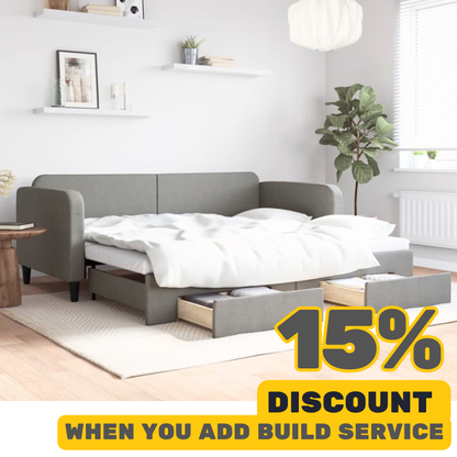 Dark Grey Day Bed 90 x 190cm Fabric