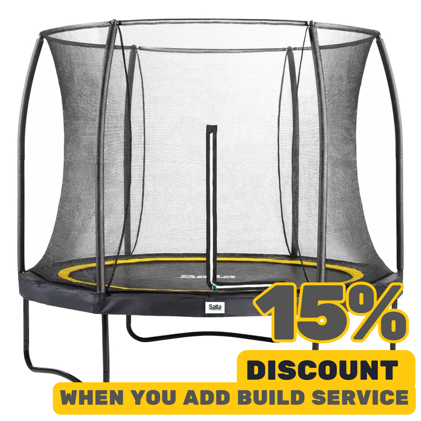 10ft Salta Black Round Comfort Edition Trampoline with Enclosure