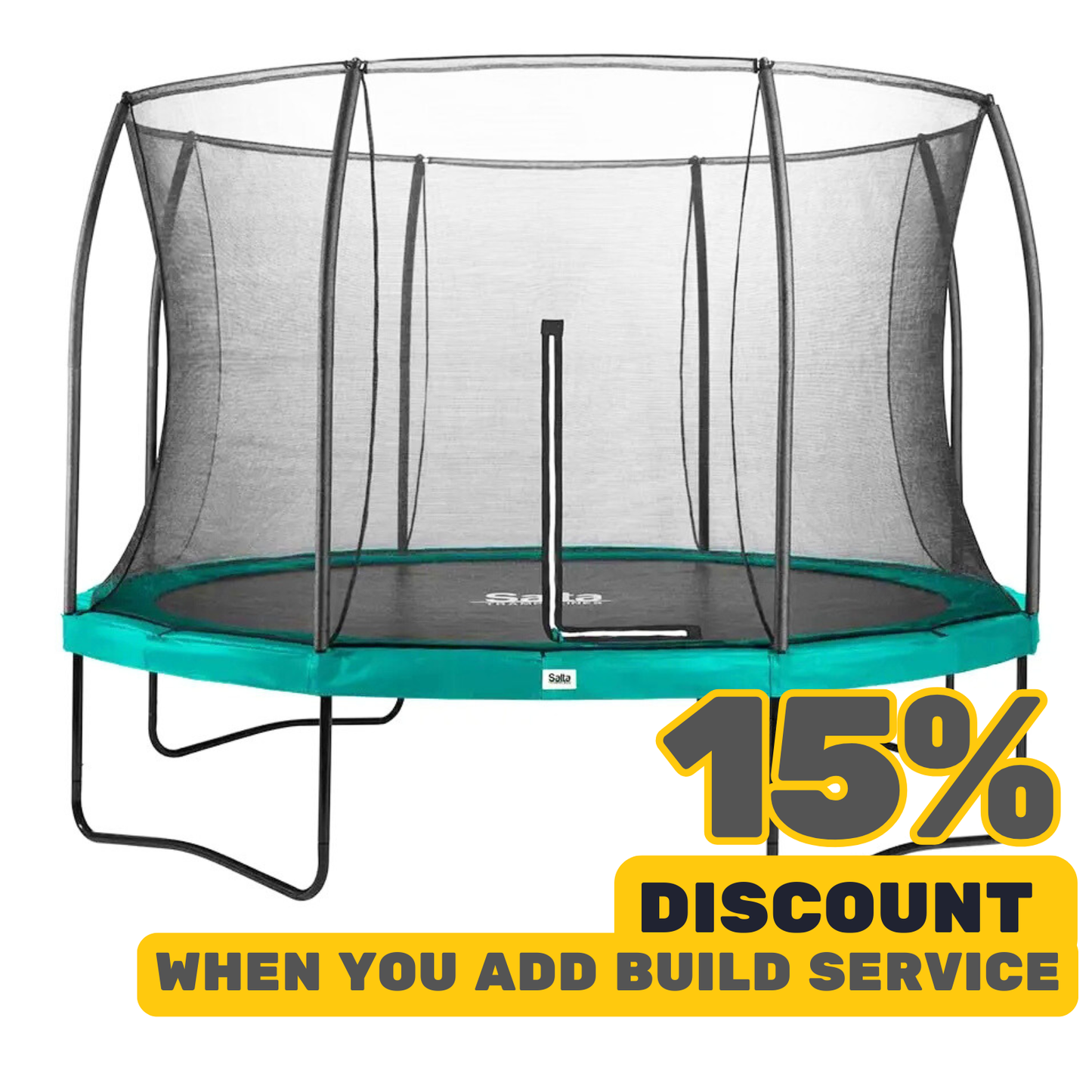 12ft Salta Green Round Comfort Edition Trampoline with Enclosure