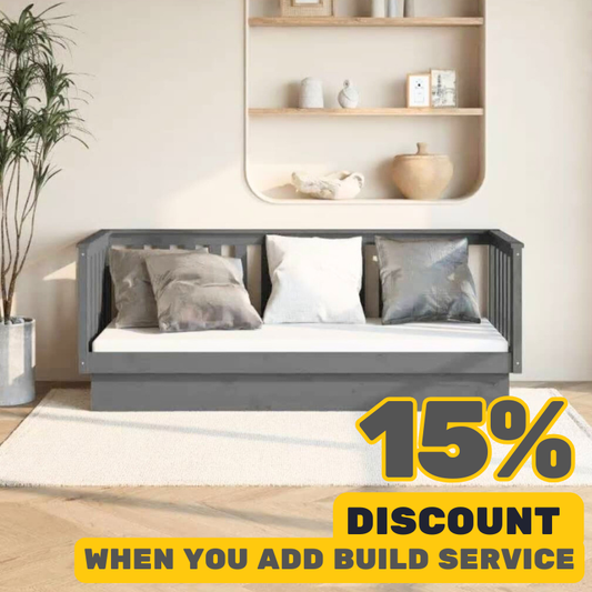 Light Grey Day Bed Without Mattress Small Single Solid Wood Pine