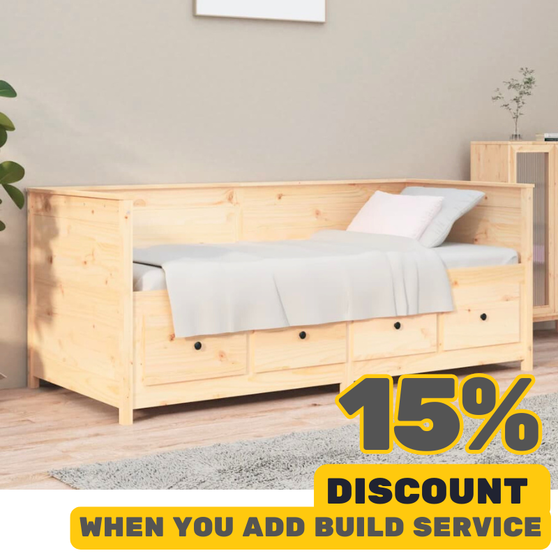 White Day Bed Without Mattress Small Single Solid Wood Pine