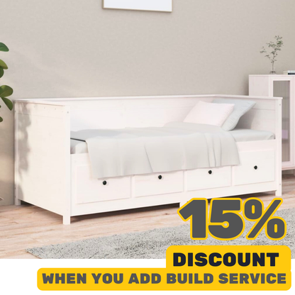 White Day Bed Without Mattress Small Single Solid Wood Pine