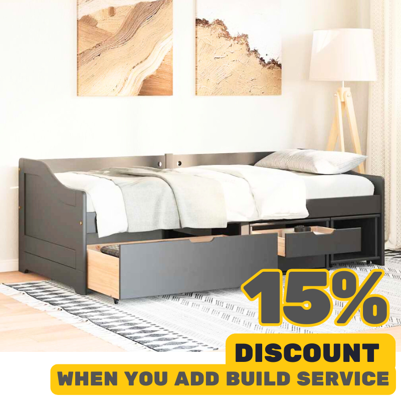 Natural Day Bed With 3 Drawers Without Mattress Irun 90 x 200cm