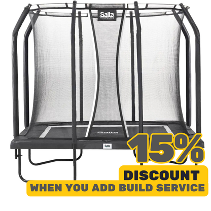 7ft x 5ft Salta Black Rectangular Premium Trampoline with Enclosure