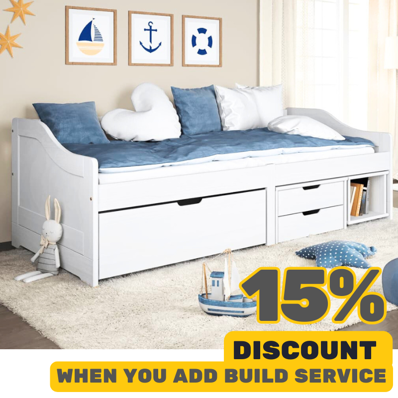 Natural Day Bed With 3 Drawers Without Mattress Irun 90 x 200cm