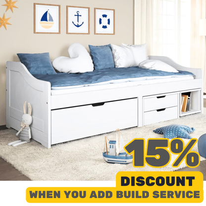 Natural Day Bed With 3 Drawers Without Mattress Irun 90 x 200cm