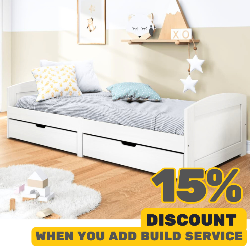 Day Bed With 2 Drawers Without Mattress Irun White 90 x 200cm