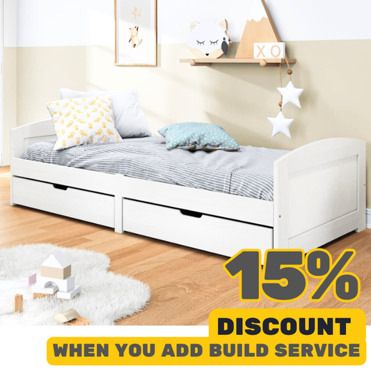 Day Bed With 2 Drawers Without Mattress Irun White 90 x 200cm