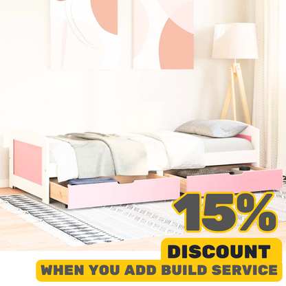 Day Bed With 2 Drawers Without Mattress Irun White 90 x 200cm