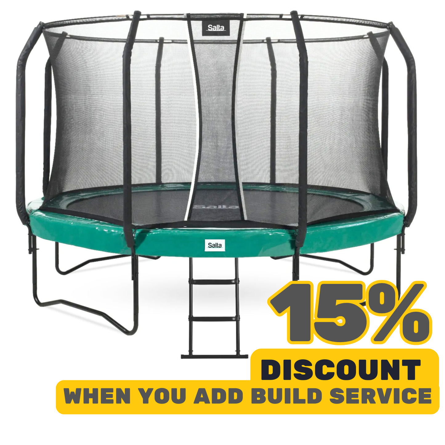 14ft Salta Green Round First Class Edition Trampoline with Enclosure