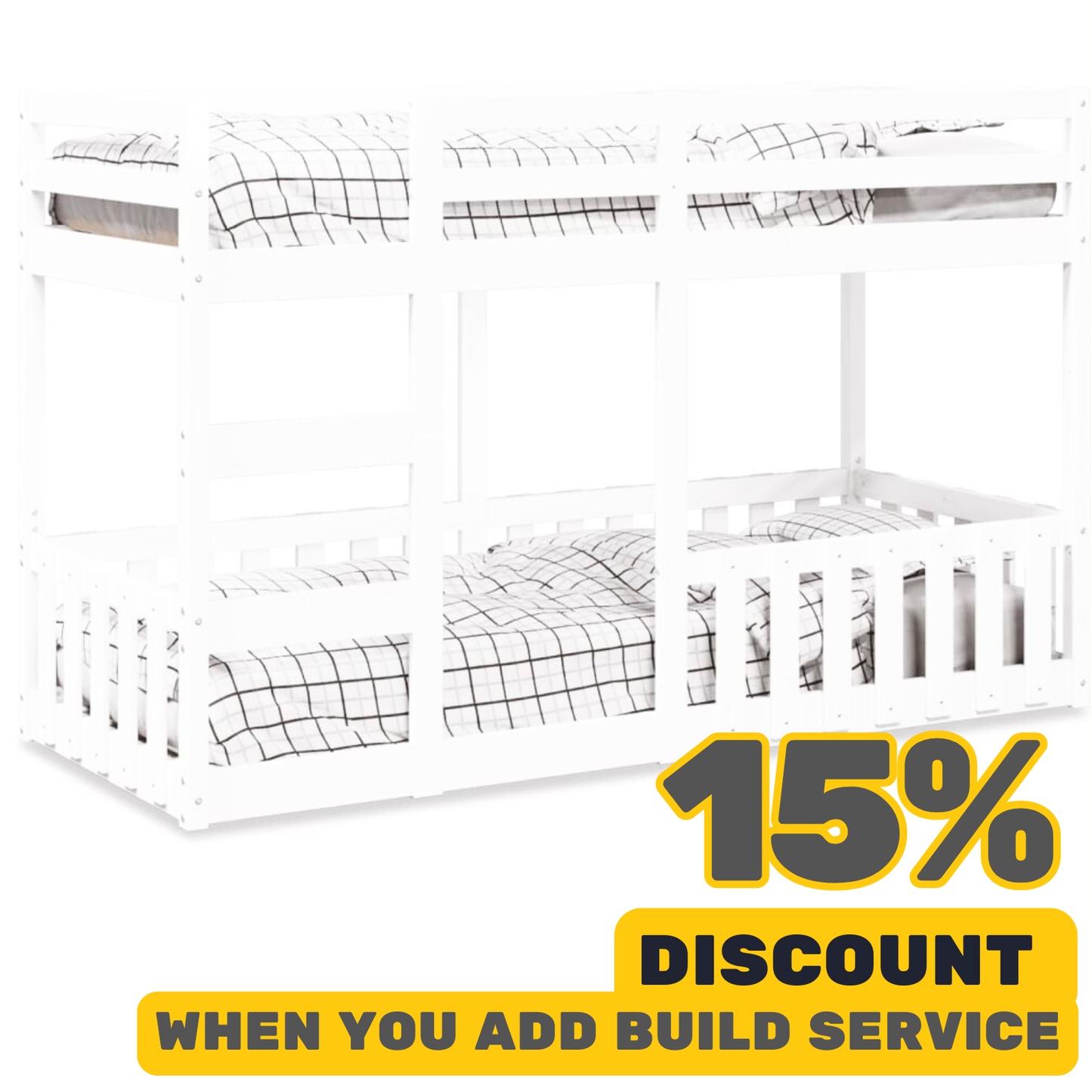 Solid Pine White Bunk Bed