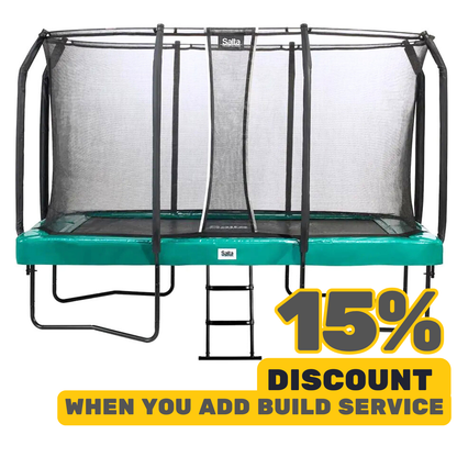 12ft x 7ft Salta Green Rectangular First Class Trampoline with Enclosure