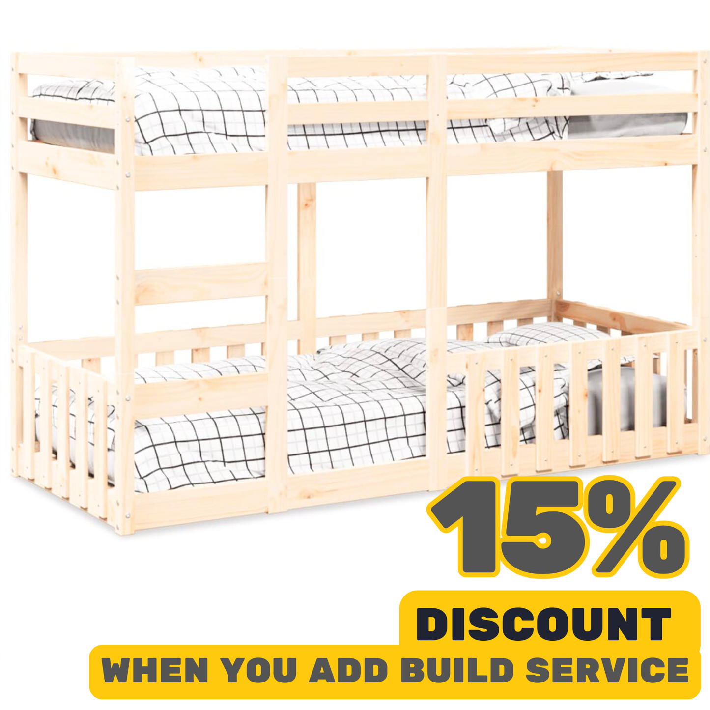Solid Pine White Bunk Bed