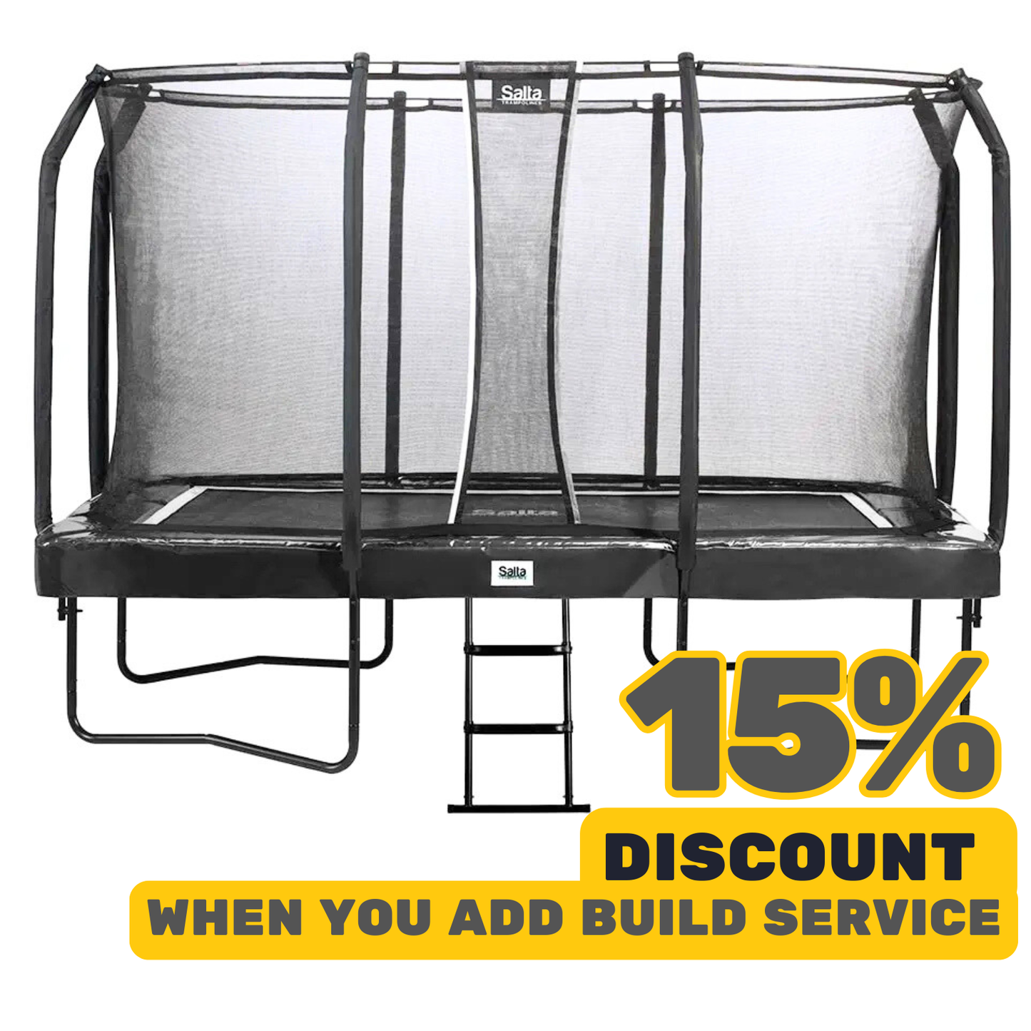 8ft x 12ft Salta Black Rectangular Comfort Edition Trampoline with Enclosure