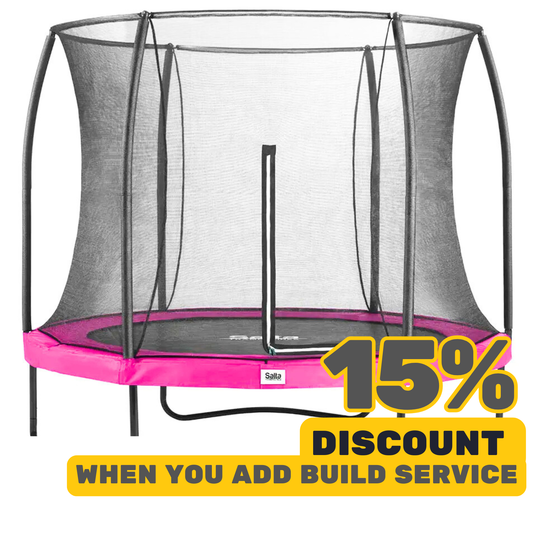 10ft Salta Pink Round Comfort Edition Trampoline with Enclosure