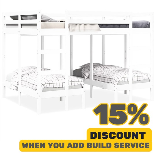White Triple Bunk Bed Frame Solid Wood Pine