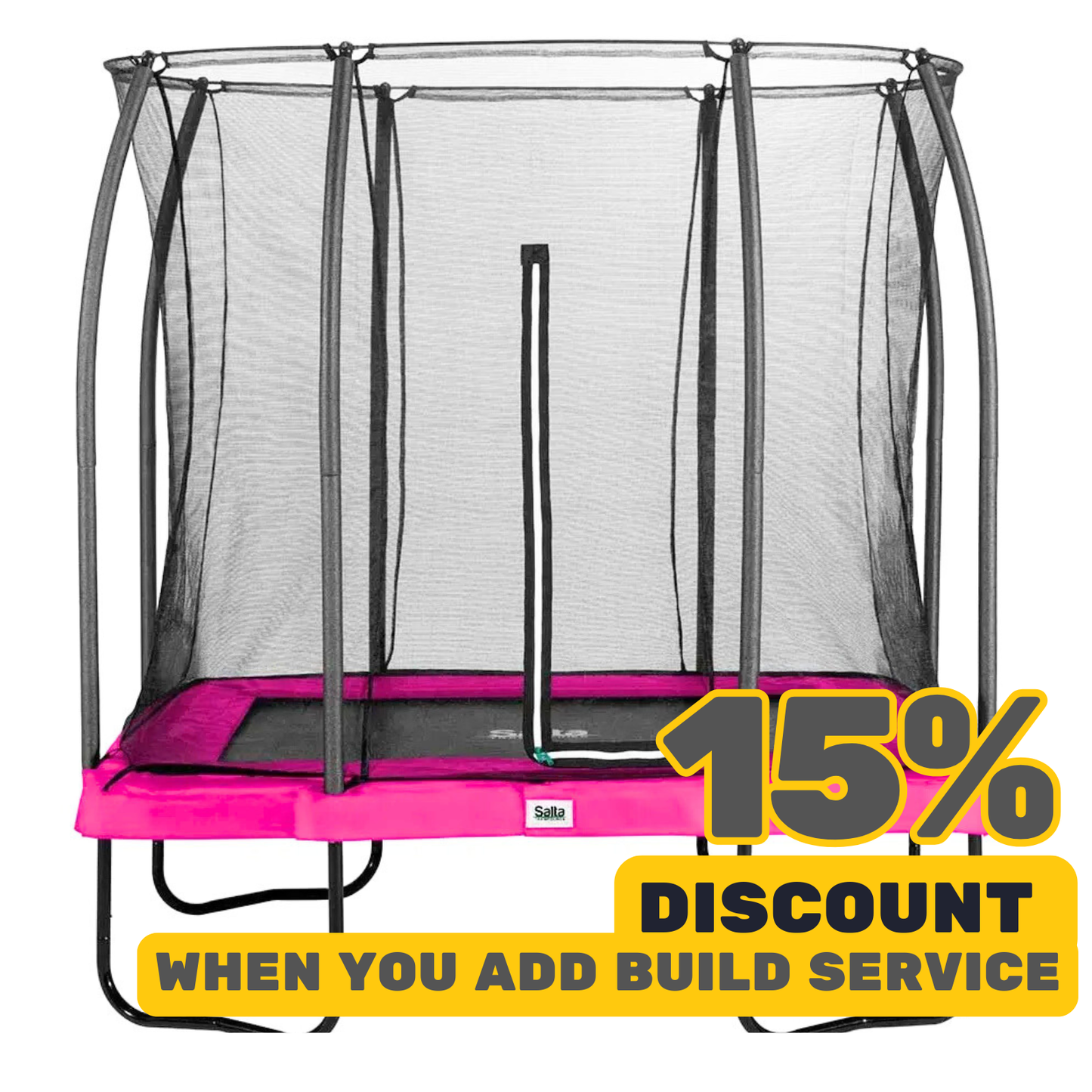 7ft x 5ft Salta Pink Rectangular Comfort Edition Trampoline with Enclosure