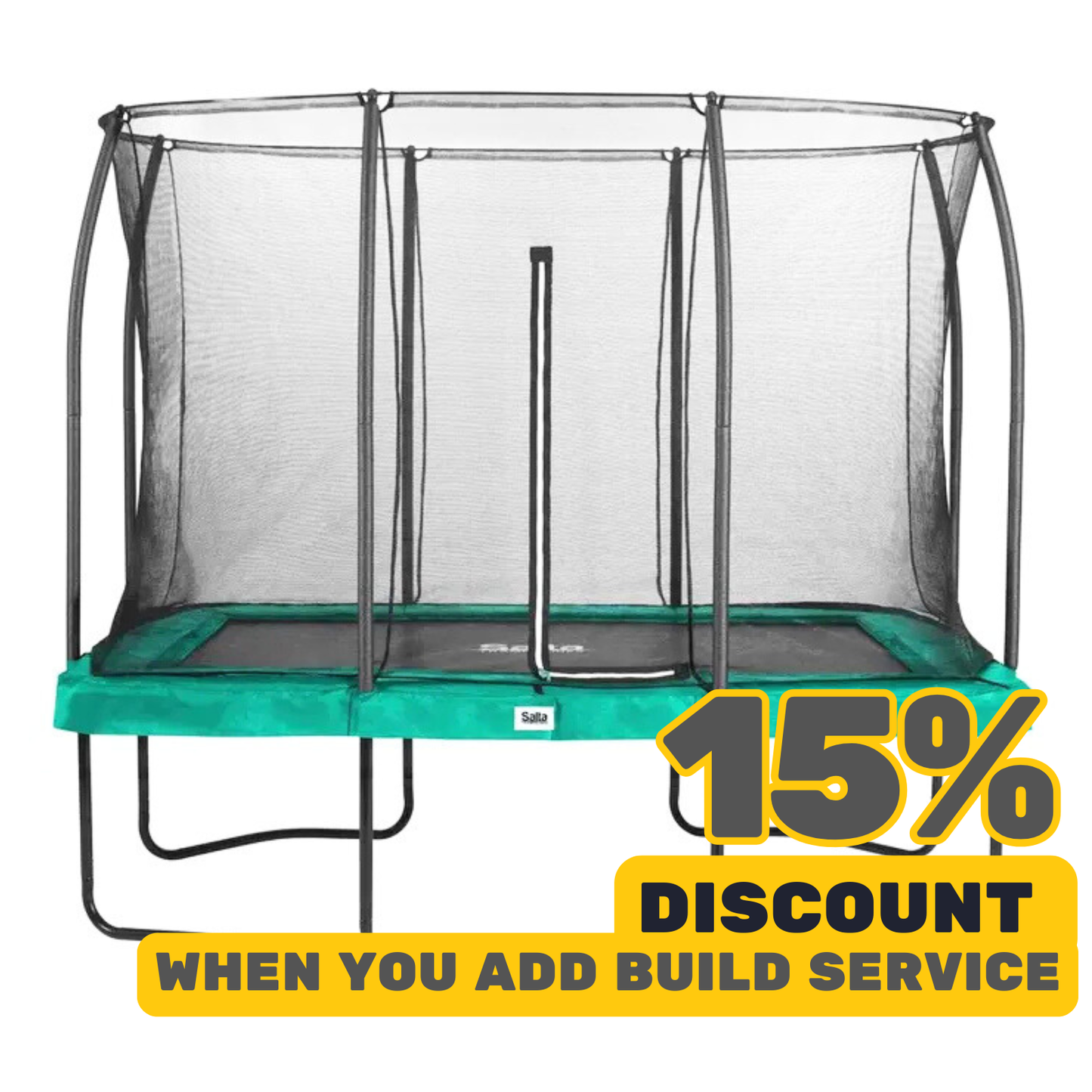 7ft x 10ft Salta Green Rectangular Comfort Edition Trampoline with Enclosure