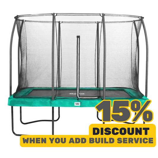 7ft x 10ft Salta Green Rectangular Comfort Edition Trampoline with Enclosure