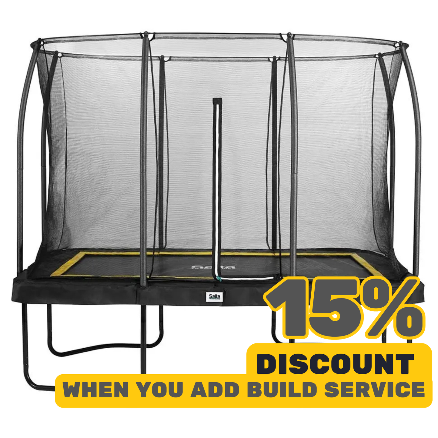 7ft x 10ft Salta Black Rectangular Comfort Edition Trampoline with Enclosure