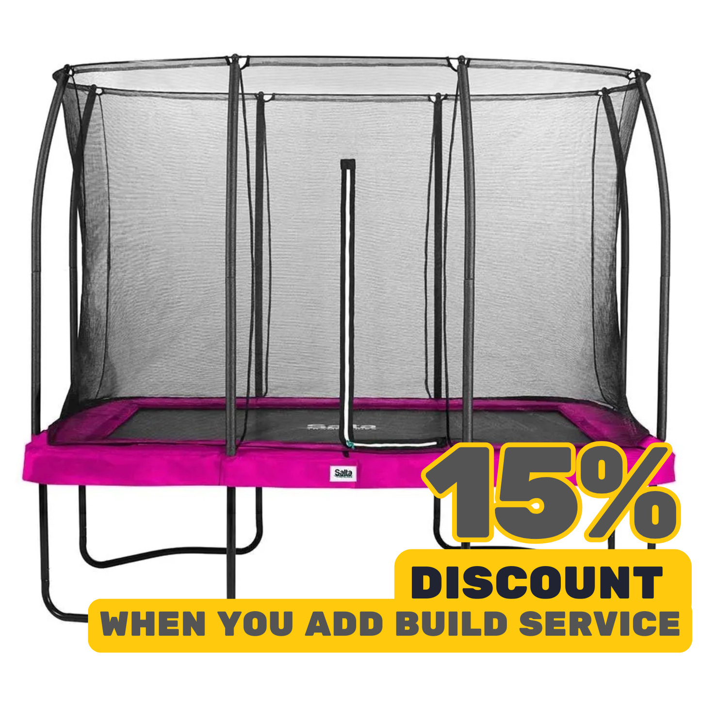 7ft x 10ft Salta Pink Rectangular Comfort Edition Trampoline with Enclosure