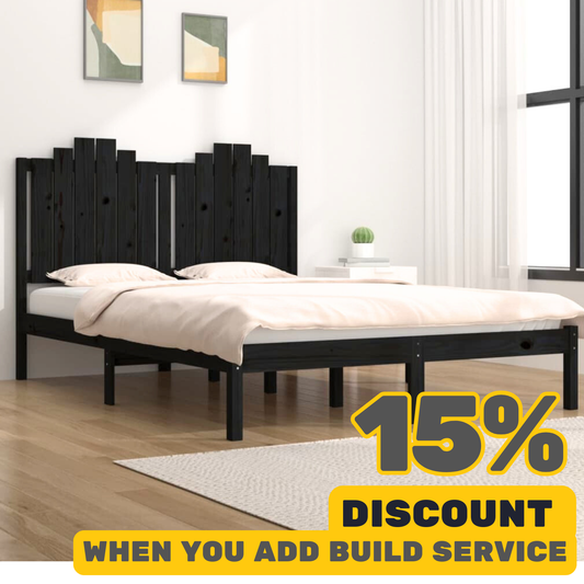 Black Extra Long Bed Frame Without Mattress  Solid Wood