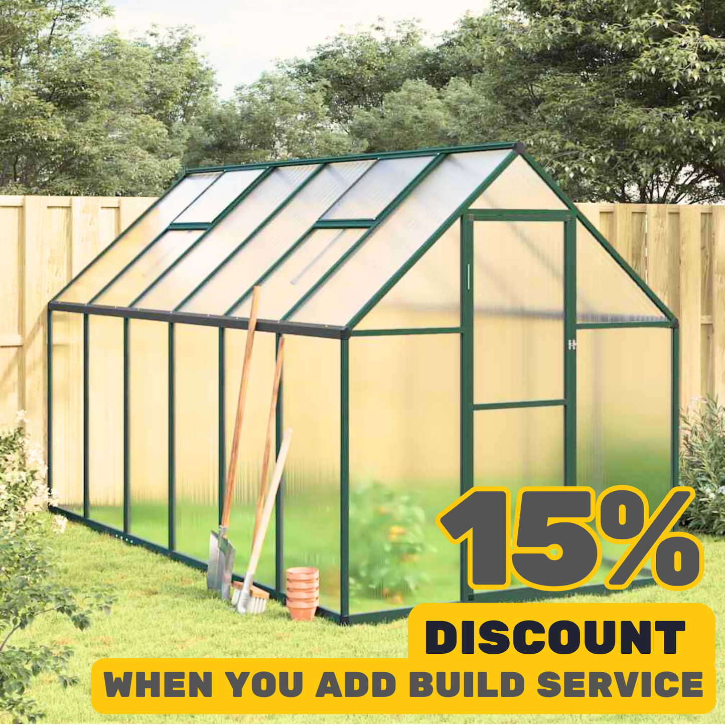 Large Green Greenhouse With Base Frame Aluminium