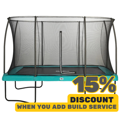 8ft x 12ft Salta Green Rectangular Comfort Edition Trampoline with Enclosure