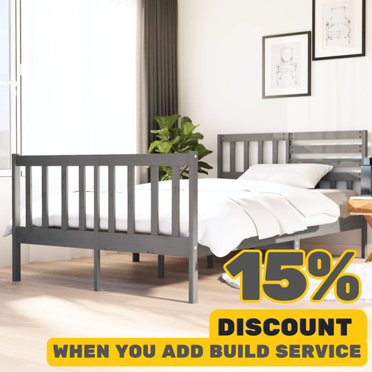 Grey Bed Frame Solid Wood