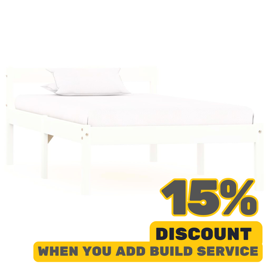 White Bed Frame Without Mattress Solid Pine Wood