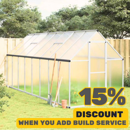 Large Silver Greenhouse With Base Frame Aluminium