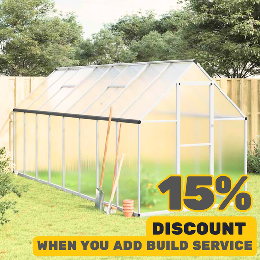 Large Silver Greenhouse With Base Frame Aluminium