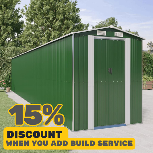 Garden Shed Green Galvanised Steel Extra Large