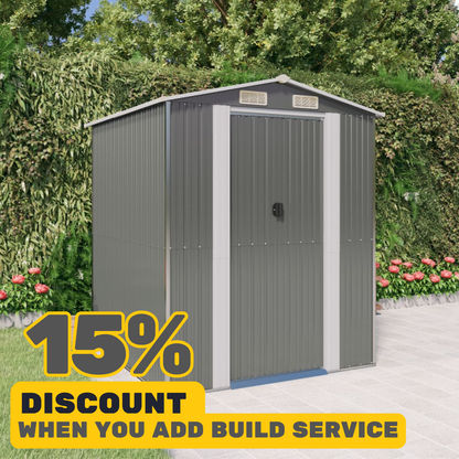 Garden Shed Light Grey Galvanised Steel Medium