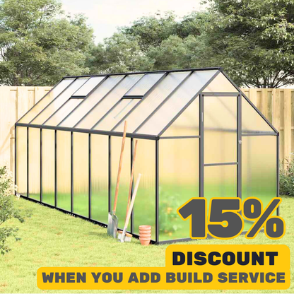 Large Anthracite Greenhouse With Base Frame Aluminium
