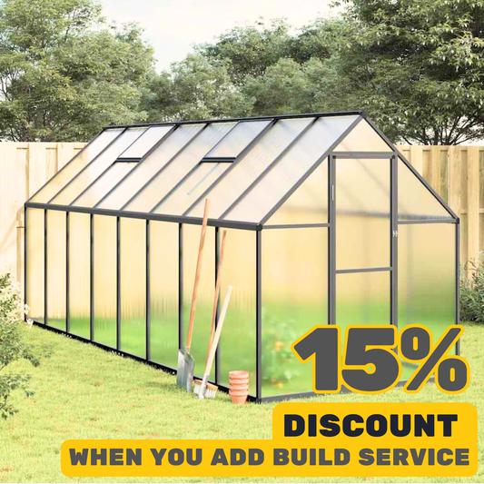 Large Anthracite Greenhouse With Base Frame Aluminium