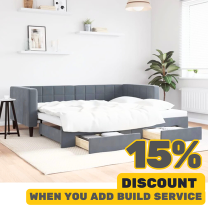 Light Grey Day Bed 90 x 190 Cm Velvet