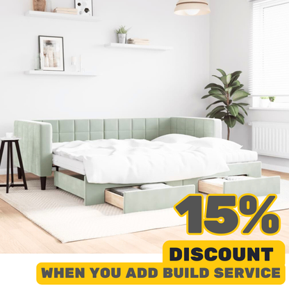 Light Grey Day Bed 90 x 190 Cm Velvet