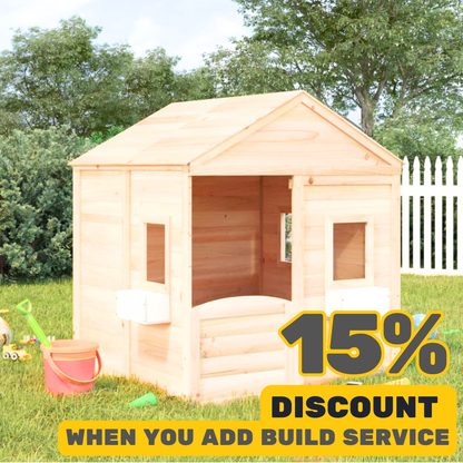 Blue, White & Grey Playhouse with flower Pots Solid Wood Fir