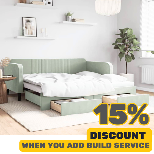 Light Grey Day Bed 90 x 190cm  Velvet