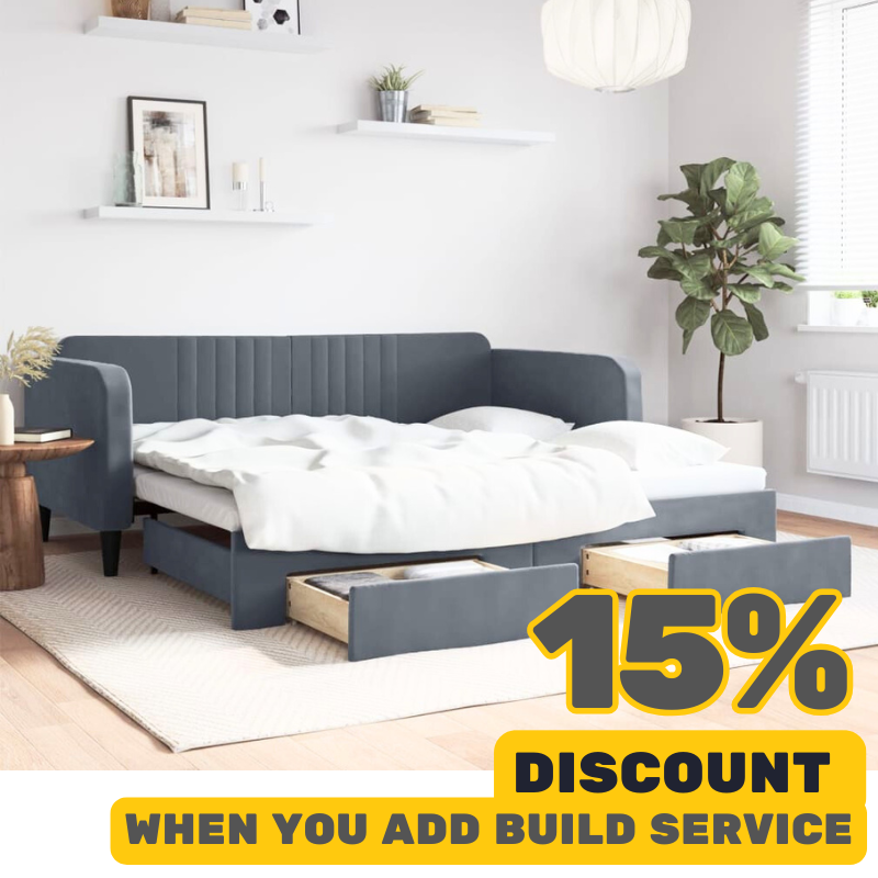 Dark Grey Day Bed 90 x 190cm  Velvet