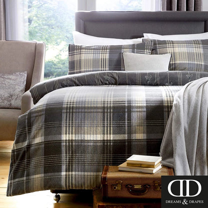 Parure de lit 100 % coton brossé « Kentish » en gris