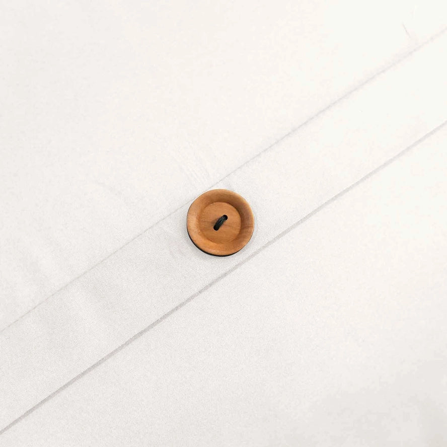 Premium Quality Wood Button White Duvet Cover Set