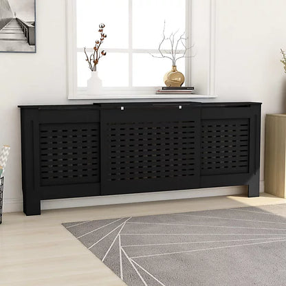 MDF Radiator Cover 205 cm - Horizontal Slats in Black