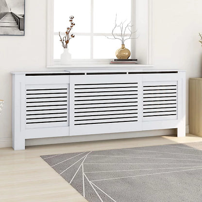 MDF Radiator Cover 205 cm - Horizontal Slats in White