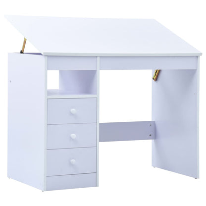 Escritorio de estudio para niños con dibujo inclinable, color blanco